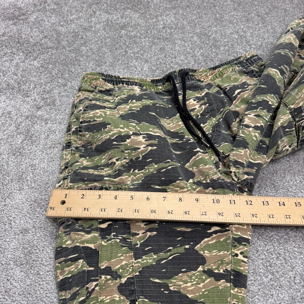 HUF Tiger Striped Camo Cargo Pants Mens Medium Green 100% Cotton Pull On Outdoor - Picture 13 of 16